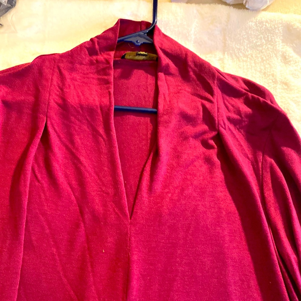 Suzanne Betro Ruby Pleated V Neck Tunic